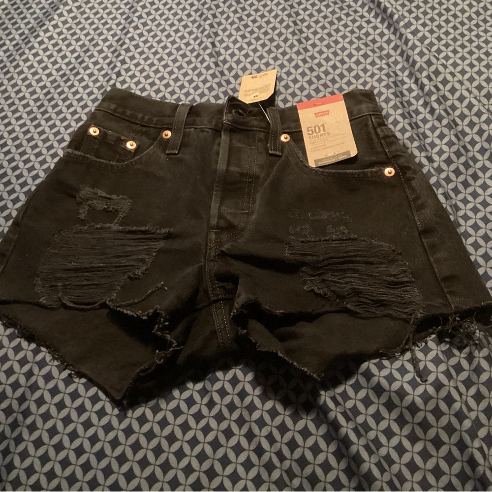 Levi's Women's Distressed Black Jean Shorts